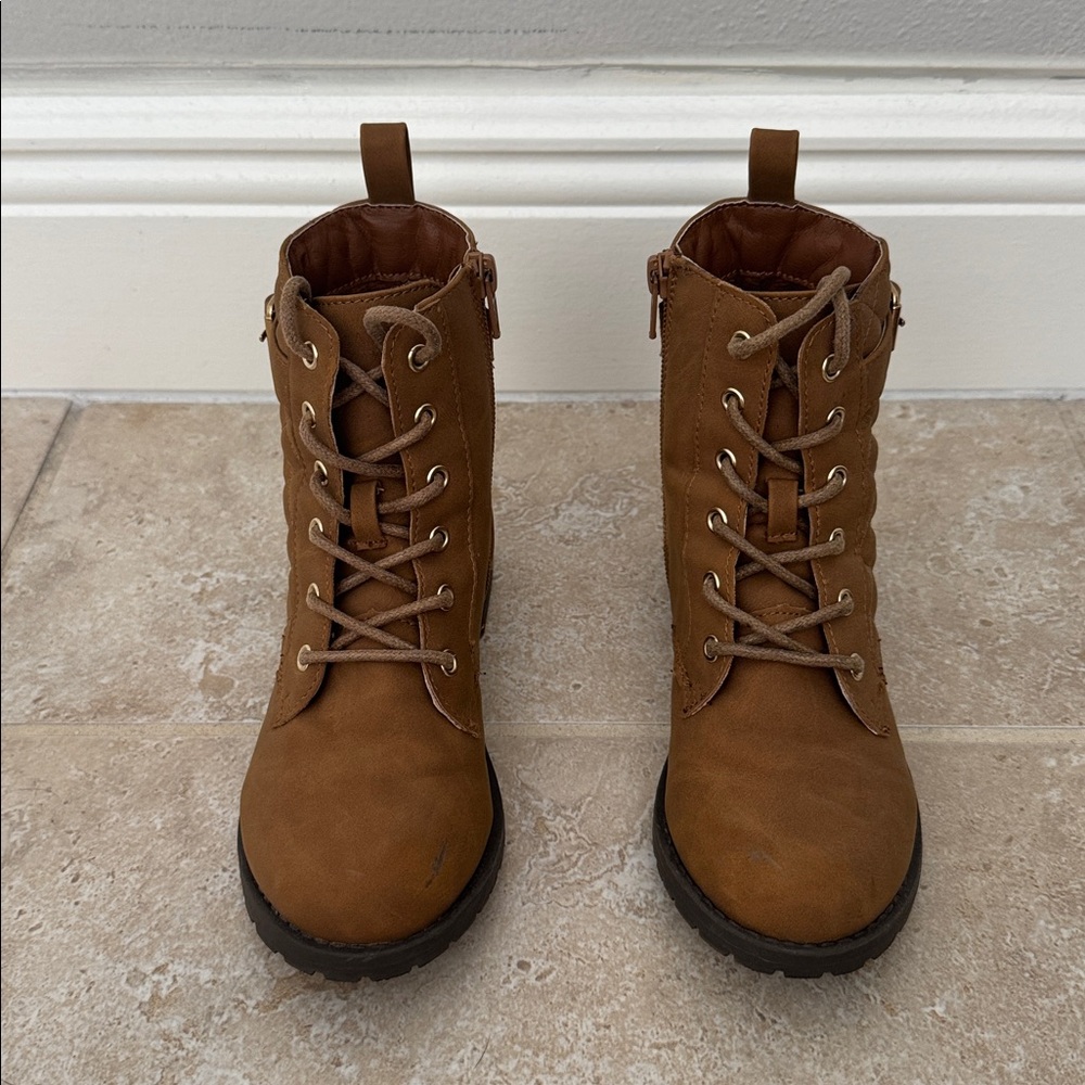 Brown Lace-Up Ankle Boots